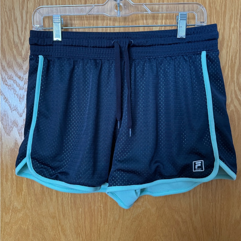 Fila Black Athletic Shorts with Teal Trim